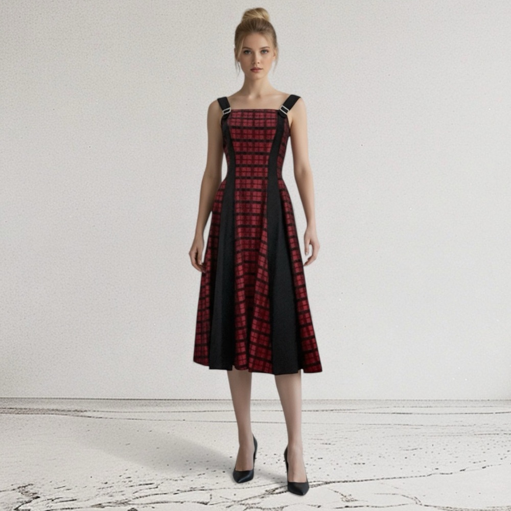 Vintage 50s Belle of the Ball Bespoke Checked Taffeta Party Dress